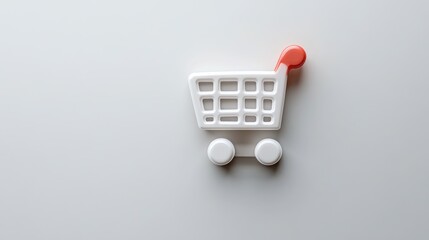 Poster - White Shopping Cart Icon on Grey Background