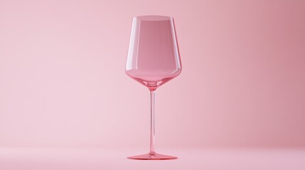 Poster - Pink Glass Wine Glass on Pink Background