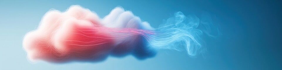 Poster - A cloud with red and blue colors. The cloud is surrounded by smoke