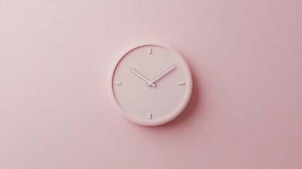 Poster - Pink Clock on a Pink Background Minimalist Design