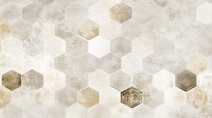 Poster - Abstract Hexagonal Tile Pattern In Neutral Tones
