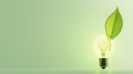 Poster - Futuristic Minimal Design for Energy Conservation with Leaf in Light Bulb for Eco-Friendly Concept
