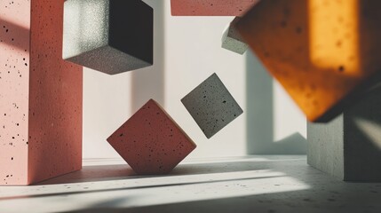 Poster - Abstract Geometric Shapes in Sunlit Room