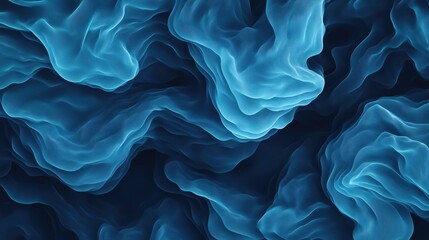 Aufkleber - Abstract blue smoke waves in flowing shapes create a serene and calming atmosphere.