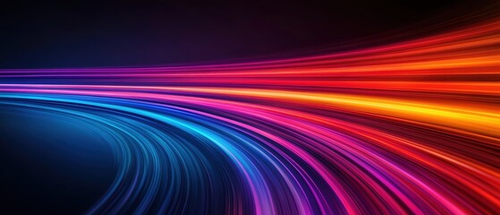 Aufkleber - Abstract colorful light trails forming dynamic patterns on a dark background.