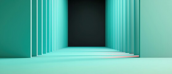 Poster - Abstract corridor with smooth lines and cool colors, creating a serene atmosphere.