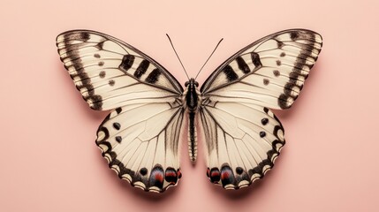 Poster - Elegant Black And White Butterfly On Pink Background