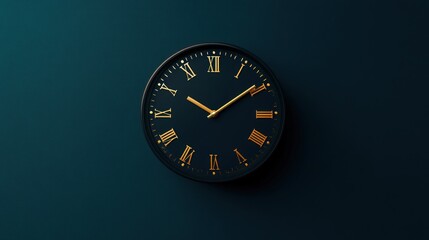 Poster - Elegant Dark Clock With Gold Roman Numerals