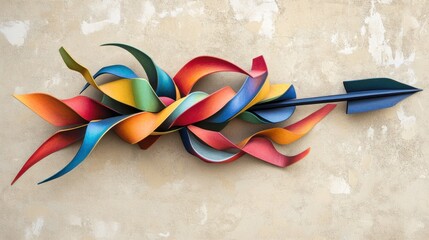 Poster - Colorful Abstract Arrow Wall Sculpture Art