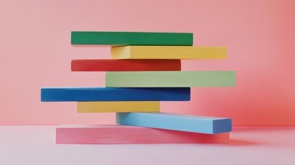 Poster - Colorful Blocks Arranged in a Balanced Stack