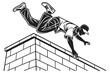 © BDB_Graphics - Parkour JumpingA figure mid-air, performing a vault or leap over a wall, emphasizing dynamic movement and urban agility vector silhouette on a white background