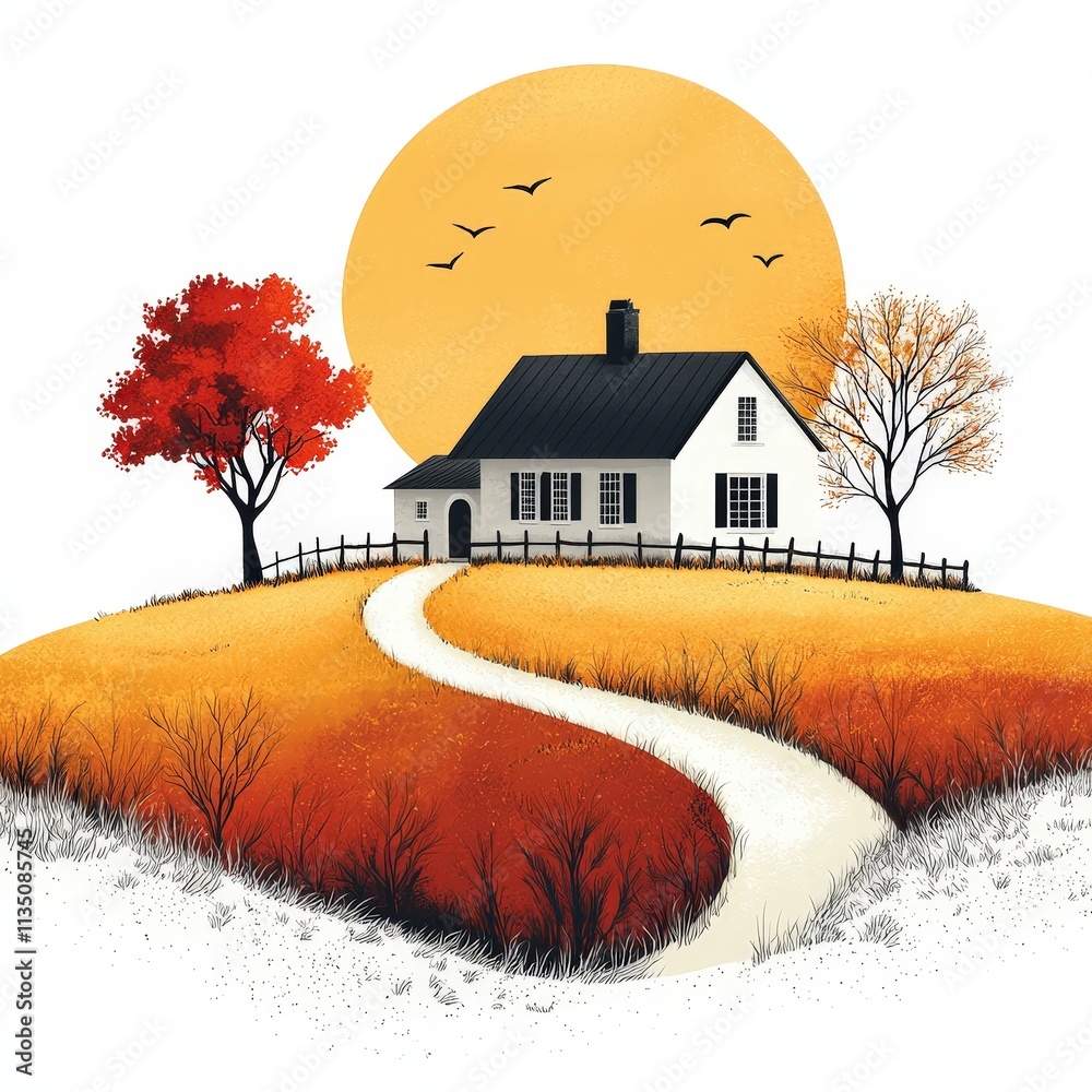 Design of farm house concept icon logo illustration isolated on white ...