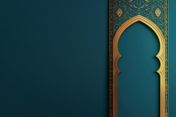 Poster - Blue background with a gold archway