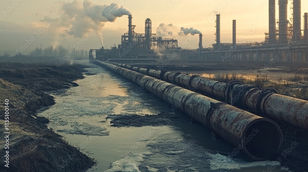 Industrial Pollution: A Visual Representation of Waste Water Flowing ...