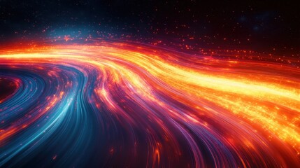 Poster - A vibrant, abstract representation of cosmic energy and movement in space.