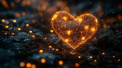 Poster - Glowing Heart Shaped Neural Network Analyzing Social Media Sentiment