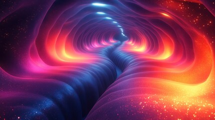 Poster - A vibrant, abstract tunnel of light and color, creating a sense of depth and movement.