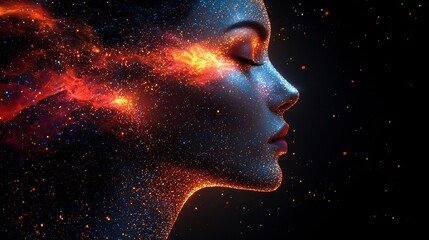 Poster - glowing emotional spectrum with sentiment text tagging and copy space