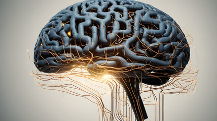 Poster - human brain anatomy - intricate network: a detailed and realistic illustration of the human brain, s