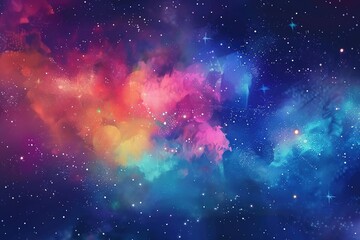 Wall Mural - colorful galaxy with a mix of blue, red, and yellow stars