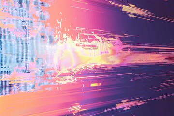 Poster - colorful, abstract image with a bright pink and blue background