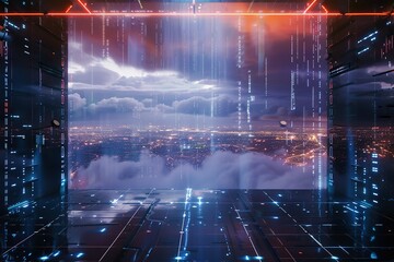 Poster - Futuristic cityscape with a large building in the background
