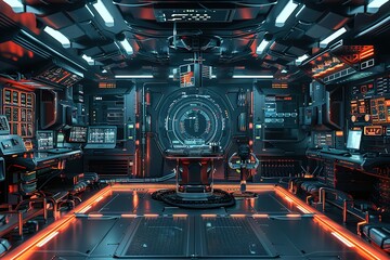 Poster - futuristic room with a large monitor