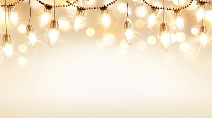 Wall Mural - Festive String Lights with Soft Glow Over Gentle Bokeh Background Creating a Magical Atmosphere for Celebrations and Events, Perfect for Holiday and Party Themes