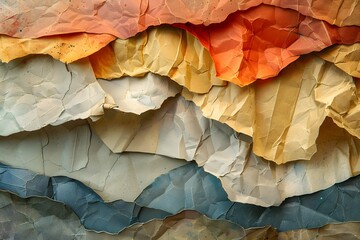 Poster - Textured Layers of Crumpled Paper in Earthy Tones