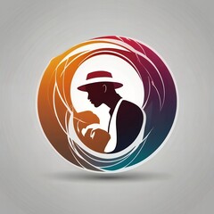 Wall Mural - Silhouette of a man in a hat