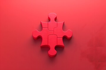 Poster - Vibrant Red Puzzle Piece on a Matching Background
