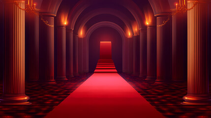 Poster - Red carpet with ropes and velvet isolated on transparent png background. Velvet. Illustration