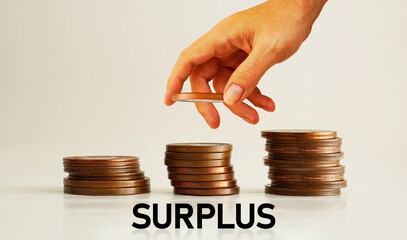 Wall Mural - Budget surplus is shown using the text