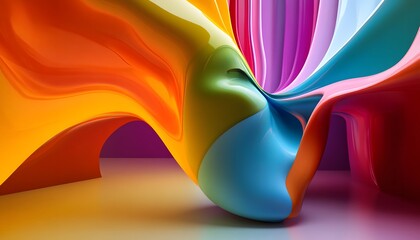 Poster - A vibrant abstract composition featuring dynamic curves and colorful waves, creating an energetic visual experience that inspires creativity and imagination.