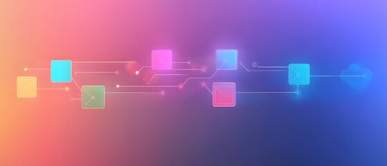 Poster - A vibrant digital background featuring colorful geometric shapes interconnected with glowing lines, representing advanced technology and modern digital connections in a futuristic