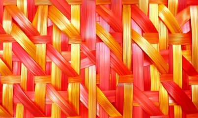 woven orange and red plastic texture.