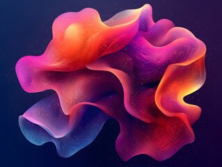 Poster - A mesmerizing abstract digital artwork featuring flowing waves of vibrant colors, blending shades of orange, pink, and purple against a deep space-like background.
