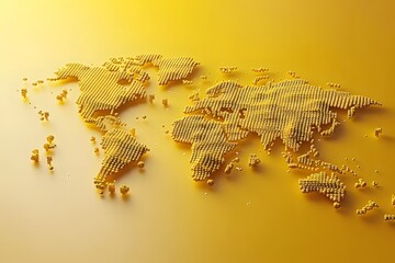 Poster - Artistic Representation of the World Map in Yellow Dots
