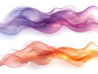 Poster - Abstract waves of purple and orange hues intertwine gracefully, creating a mesmerizing flow of color and light, evoking a sense of tranquility and elegance.