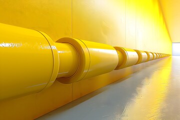 Poster - Vibrant Yellow Pipeline in a Minimalist Space