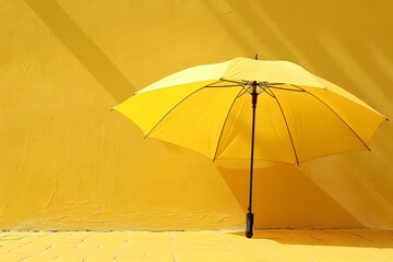 Poster - Bright Yellow Umbrella Against a Vibrant Yellow Wall