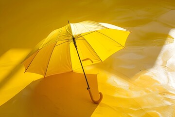 Poster - Bright Yellow Umbrella on a Vibrant Yellow Surface