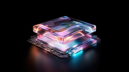 Poster - A glowing CPU chip with data streams flowing around it, high-tech futuristic vibe