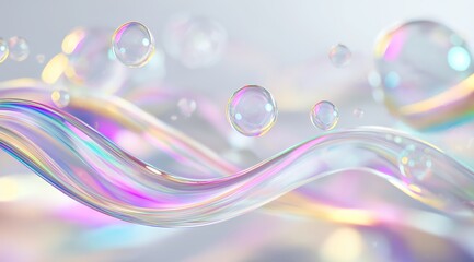 Poster - abstract background with smooth shapes and iridescent reflections of surfaces