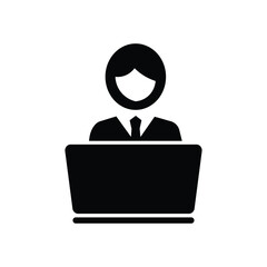 Fototapete - Businessman working on his laptop icon