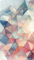 Wall Mural - Abstract Polygonal Triangular Background in soft pastel colors in a watercolor style