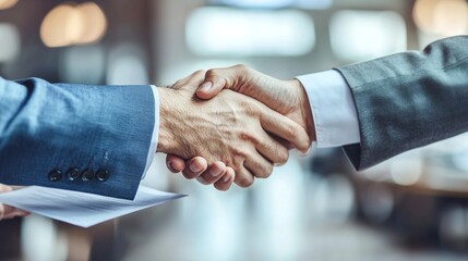 Poster - Two men shaking hands in a business setting