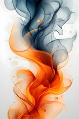 Poster - An abstract composition featuring swirling ribbons of orange, black, and white, creating a sense of movement and fluidity. The translucent layers evoke a dreamy, ethereal mood.