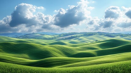 Wall Mural - Rolling Green Hills Under Clouds