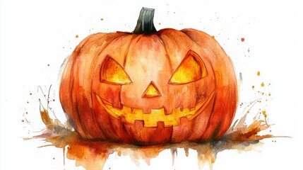 Wall Mural - Watercolor Jack-O'-Lantern